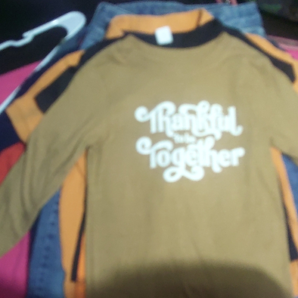 Brown Long Sleeve Shirt with White Print